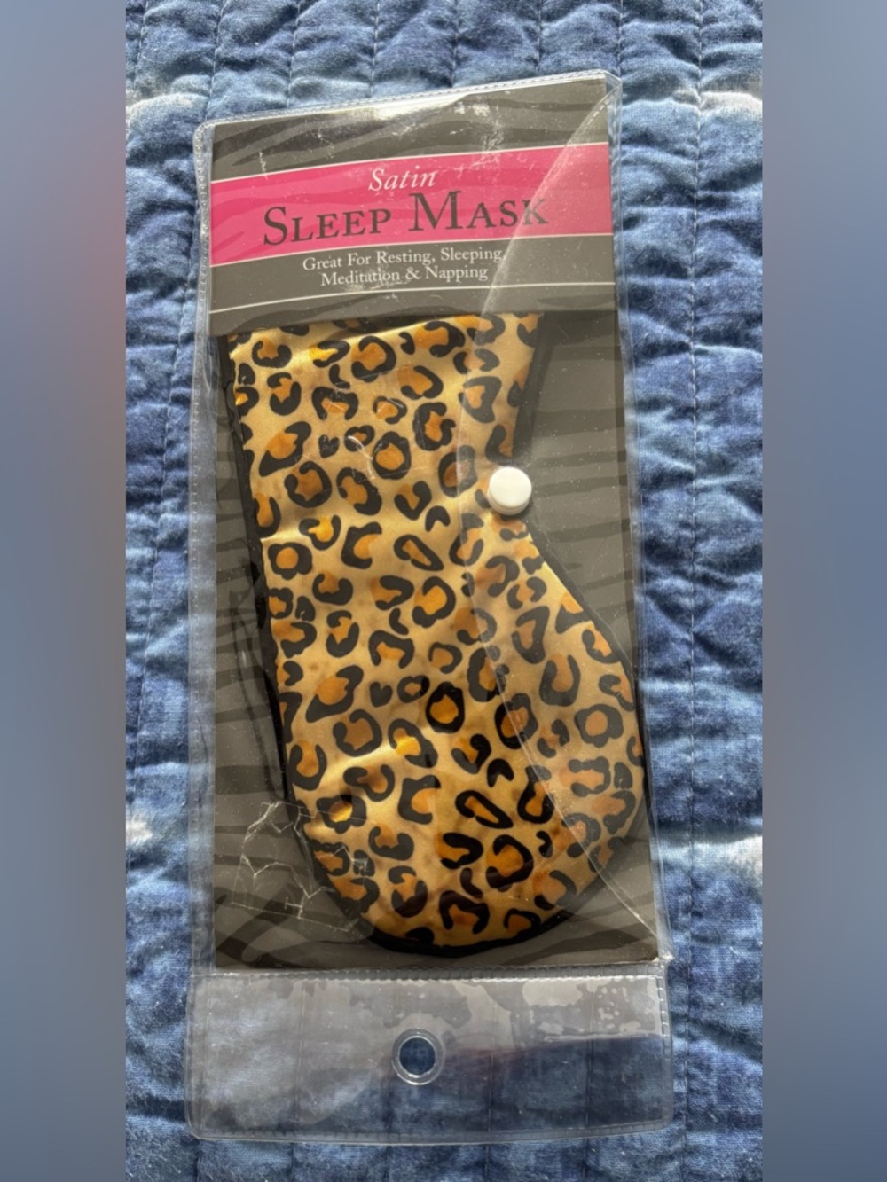 SWISSCO Satin Sleep Mask - Leopard Print (Tan & Black), NWOT Original Package